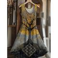 Femmes Mini Robe Robe d'Été Robe trapèze Vacances Occasionnel Boho Mariage Soirée Sortir Coupe régulière Fleuri Graphique Feuille Sans manches Col en U Jaune Rouge Bleu Été Printemps