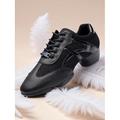 Chaussures de danse en cuir noir et mesh pour femmes - Baskets de jazz professionnelles pour l'entraînement latin, de salon et de performance