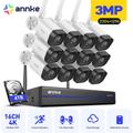 3MP Telecamera di sorveglianza 16CH WiFi con rilevamento umano intelligente, visione notturna, 4 tb