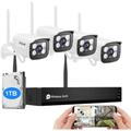 Kit Telecamera Di Sorveglianza a 8 Canali Wi-fi H.265 4 Telecamere Ip Wifi 1080p - - Trade Shop