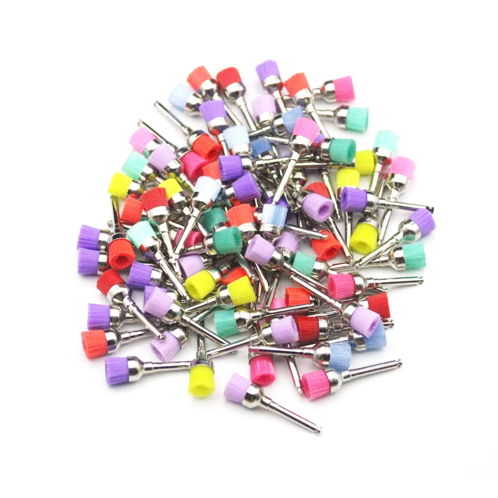 100 pz/scatola Usa E Getta Lucidatore Dentale Spazzola di Setole di Nylon Lucidatura Lucidatore Tazza Sbiancamento Dei Denti Prophy Spazzole Strumenti Dentista