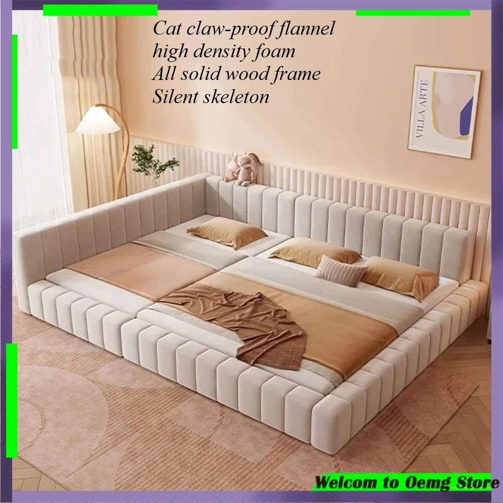 240 cm Eltern-Kind-Mehrpersonenbett, großer Raum, trennbar, kombinierbar, hoher Schutzgitter-Design, Doppelbett, Schlafzimmermöbel Image