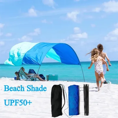 Outdoor Beach Shade UPF50+ Strandüberdachung Sonnenschutzzelt bietet 150 Quadratmeter. Ft. Schatten, kompakt und leicht zu transportieren, in 3 Minuten hoch