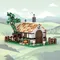 MOC castello medievale scena di strada modello di costruzione di mattoni fattoria tecnologia modulare regalo vacanza assemblaggio giocattolo per le vacanze dei bambini