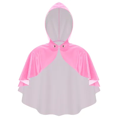 Damen Wet Look Kapuzenumhang Glänzendes Leder Verschluss Cape Bolero Steampunk Gothic Umhang für Teufel Maskerade Cosplay Umhang Image