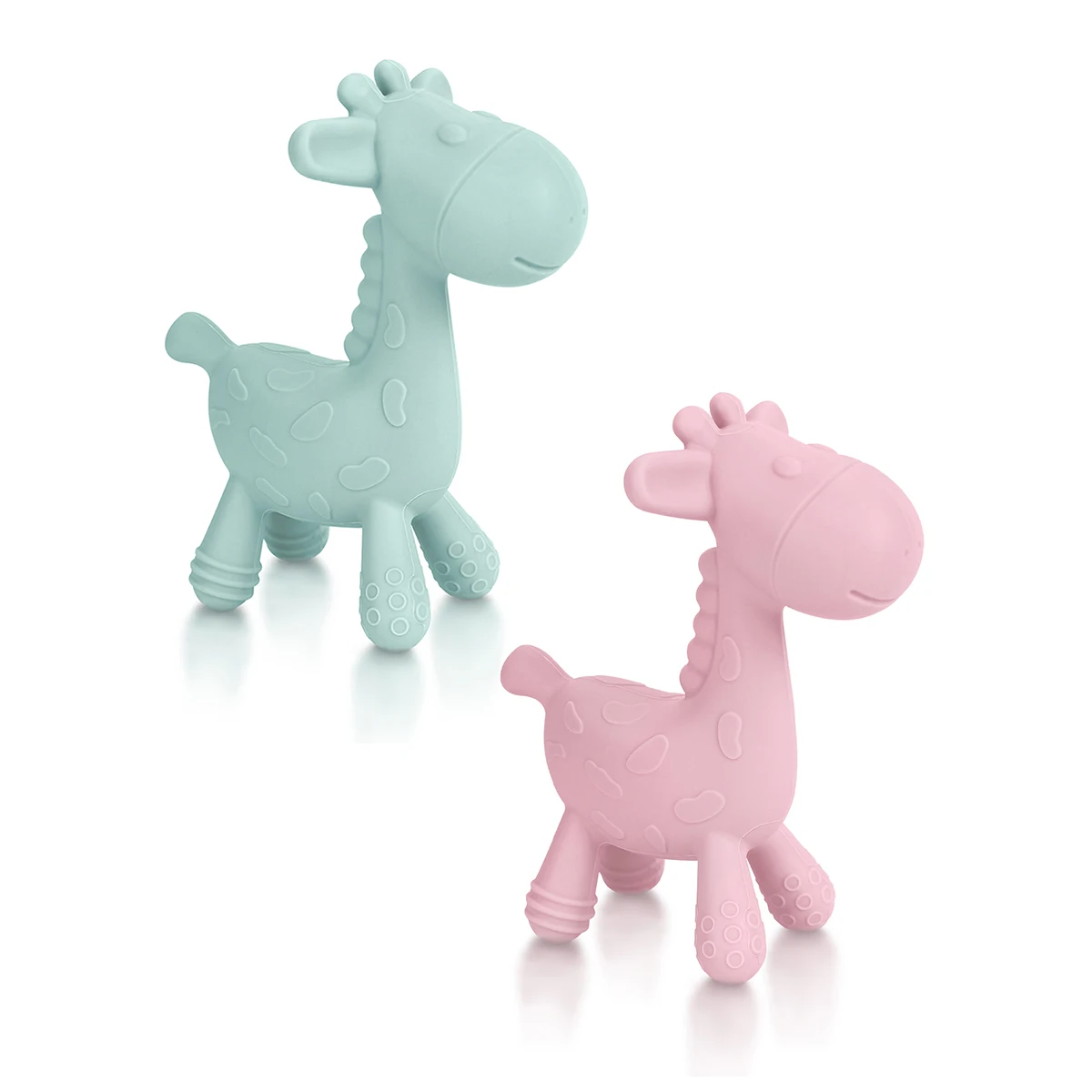 2 stücke Silikon Beißring Baby Zahnen Spielzeug Lebensmittel Grade Nette Deer Form Baby Beißring Gesundheit Pflege Molaren Spielzeug Infant Dusche geschenk Image