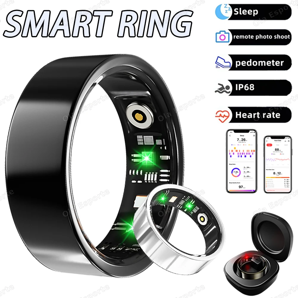 Neue Smart Ring Männer Frauen Gesundheit Überwachung Herzfrequenz Blut Sauerstoff Schlaf 5 ATM Wasserdichte Multi Sport Fitness Tracker Ringe 2025