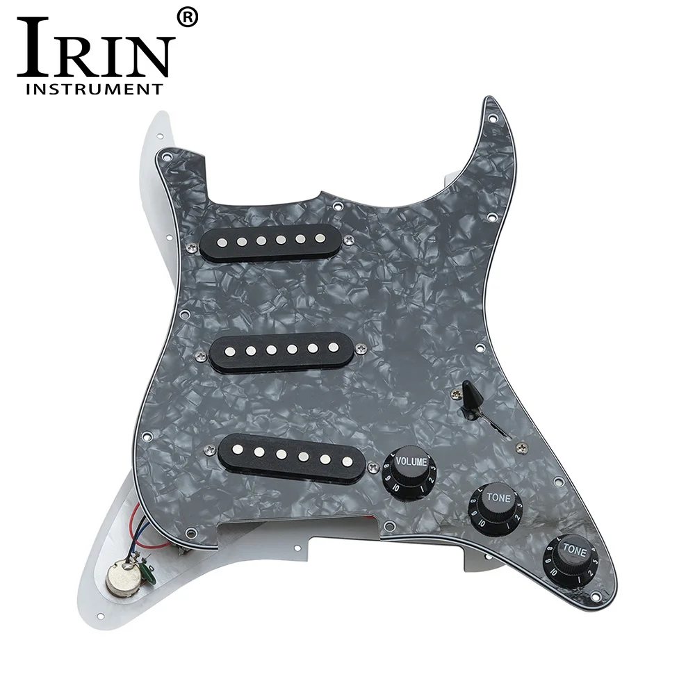 Irin E-Gitarre Pick guard Pickups geladen vor verdrahtete Perle 11 Loch Single Coil Gitarre Pick guard Pickups für fd st Stil Gitarre Image