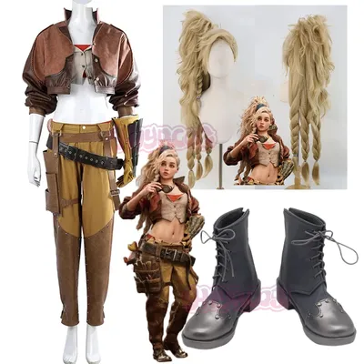Anime Gemma Cosplay Kostüm Wild MHWilds Frauen Roleplay Halloween Party Coole Mädchen Outfits Kleidung Expo Uniformen Perücke Schuhe Image