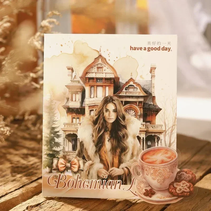 30 Blatt Odyssey-Materialien, rosa, DIY-Zubehör, Charakter-Aufkleber, böhmische Lebenslandschaftsbau, Handbuch, Sammelalbum, Schnitt, 140 x 101 mm Image