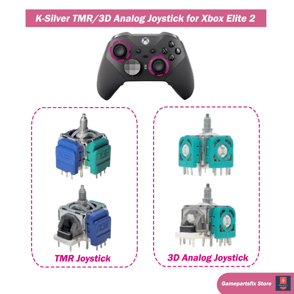 2/10pcs K-Silver JS13 Pro TMR Joystick pour manette Xbox Elite 2 Remplacement 3D Analogique Carbon ThumbStick Joystick à effet Hall