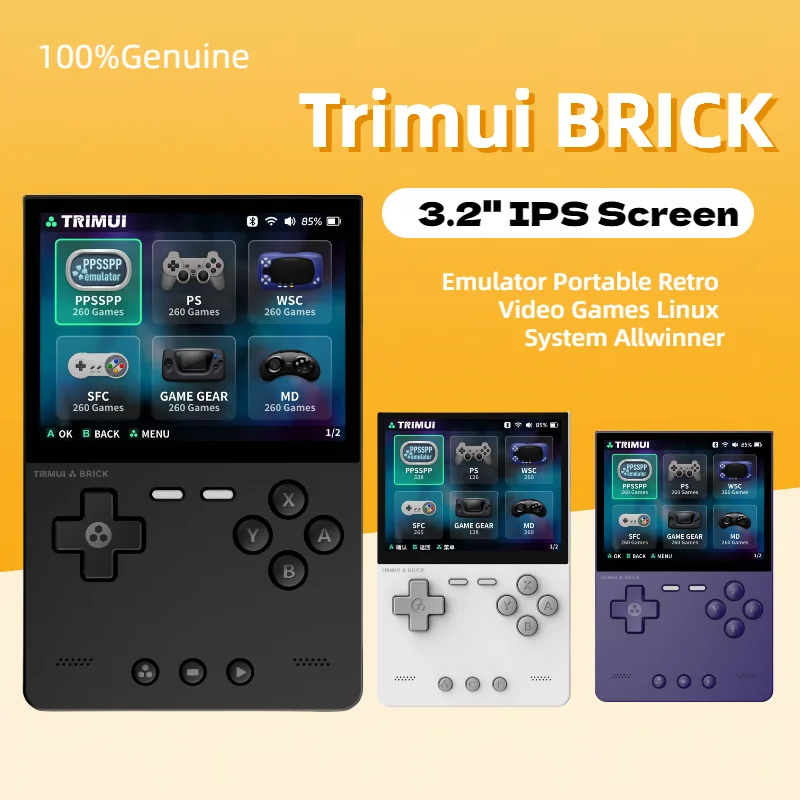 Trimui BRICK Handheld-Spielekonsolen 3,2'' IPS-Bildschirmemulator Linux-System Tragbare Retro-Videospiele Allwinner