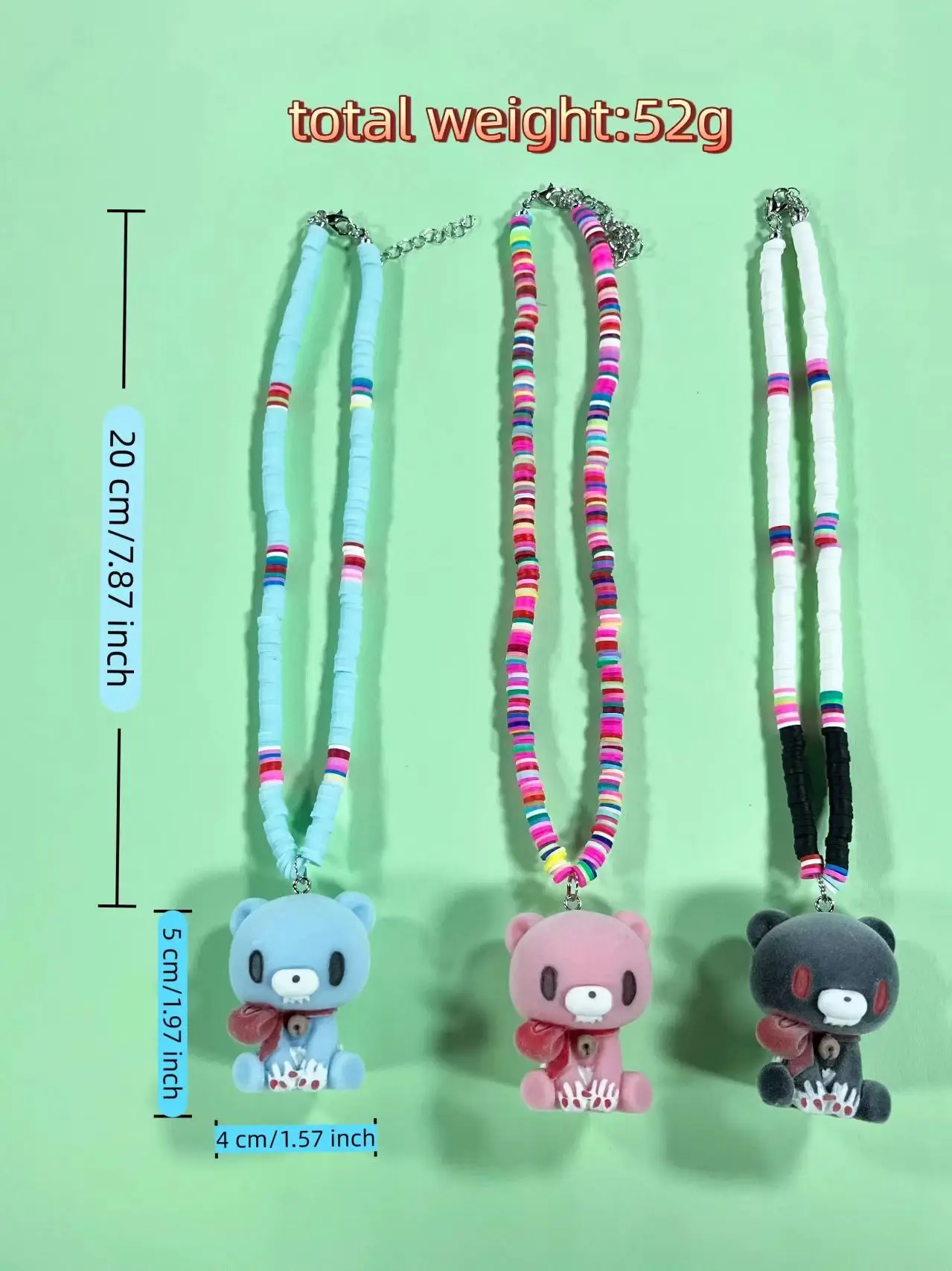 Handgefertigte Halskette mit düsterem Bär, Halskette im Y2K-Stil, tolles Geburtstagsgeschenk, handgefertigte düsterte Halskette im Sammlungshipop-Stil Image