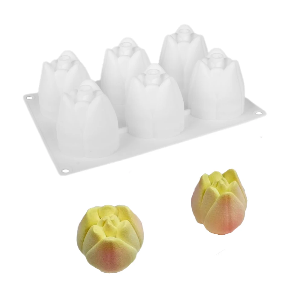 Tulpe Blütenknospe oder Rose Design Silikon Kuchenformen Valentinstag Französisch Mousse Kuchenform Dessert Werkzeuge Küche Backformen Image
