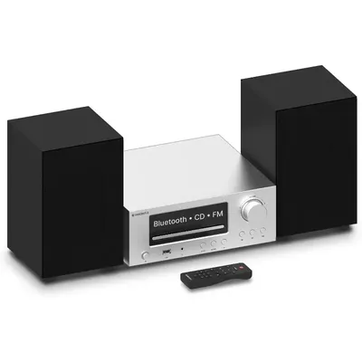 Authenticity guarantee.home.100W Bluetooth Stereo Shelf System, CD Player, FM Radio, Backlit LCD Display, AUX, Compact Bookshelf