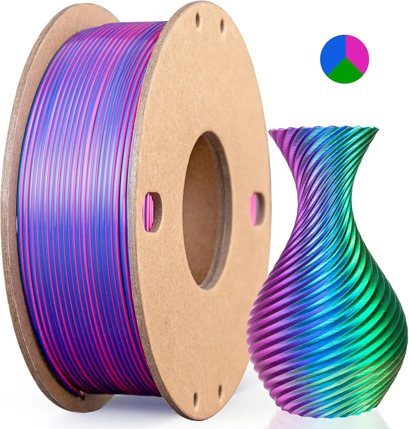 Dreifarbiges Seiden-PLA Filament für 3D-Drucker, 250g, 1.75mm, 3-in-1, Seiden-PLA, Kompatibel mit den meisten FDM-Druckern Image