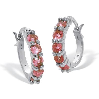 Women's Birthstone Sterling Silver Huggie Hoop Earrings by PalmBeach Jewelry in June (Size OS)