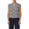 Kurzarmbluse S.OLIVER BLACK LABEL, Damen, Gr. 42, blau, Web, Obermaterial: 100% Viskose, bedruckt, casual, regular fit taillenbedeckt, V-Ausschnitt, Kurzarm, Blusen, mit All-Over Print
