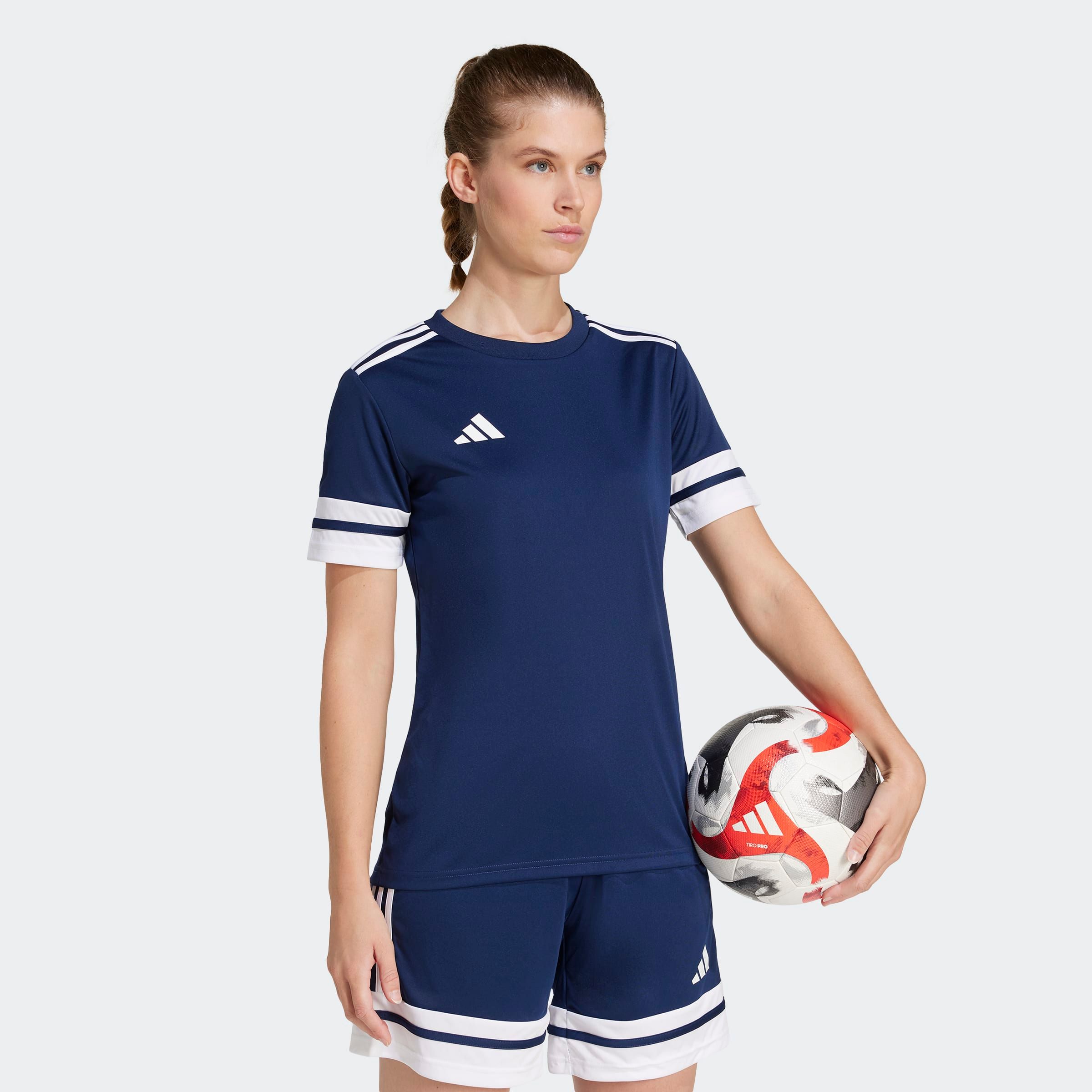 Fußballtrikot ADIDAS PERFORMANCE "SQUA25 JSY W", Damen, Gr. M, blau (team navy blau 2, weiß), Obermaterial: 100% Polyester, Rundhals, Trikots Fußballtrikot