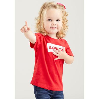 T-Shirt LEVI'S KIDS "BATWING TEE", Jungen, Gr. 24M/92, rot (superrot), Single Jersey, Obermaterial: 100% Baumwolle, unifarben, casual, Basic schmal hüftlang, Rundhals, Kurzarm, Shirts, Baby UNISEX Image