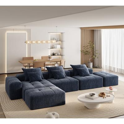 Modern Oversized Modular Chenille Sectional Sofa with Cushions and 6 Pillows for Living Room