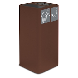 Stil Casa PURE Abfallbehälter mit Aschenbecher, lackierter Stahl, 38x38xh. 80 cm, zwei magnetische Piktogramme enthalten, 100 Liter, corten. Image