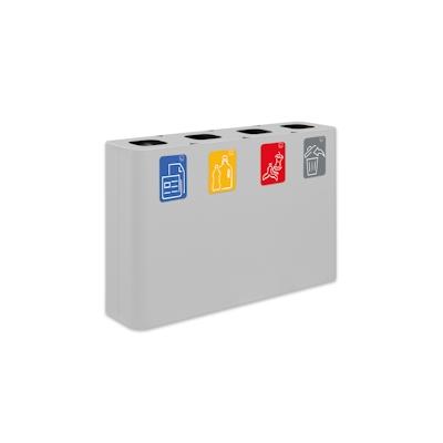 Stil Casa PURE Abfallsammelsystem, lackierter Stahl, 120x30xh. 80 cm, 240 Liter mit vier Fächern zu je 60 Litern, weiß. Image