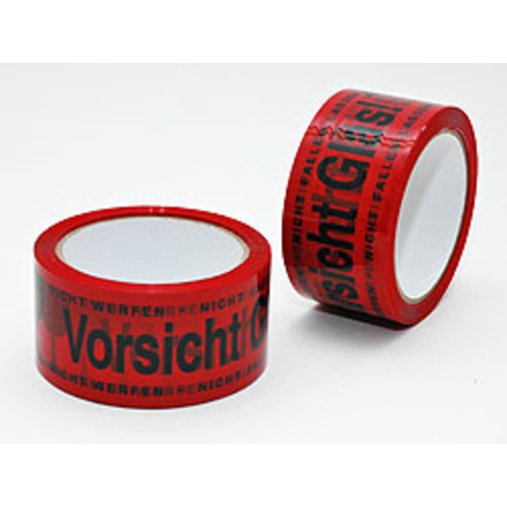Paketklebeband Warnhinweis 'Vorsicht Glas' Packband braun 66m x 48mm für sicheren Versand, 1 Stück Image