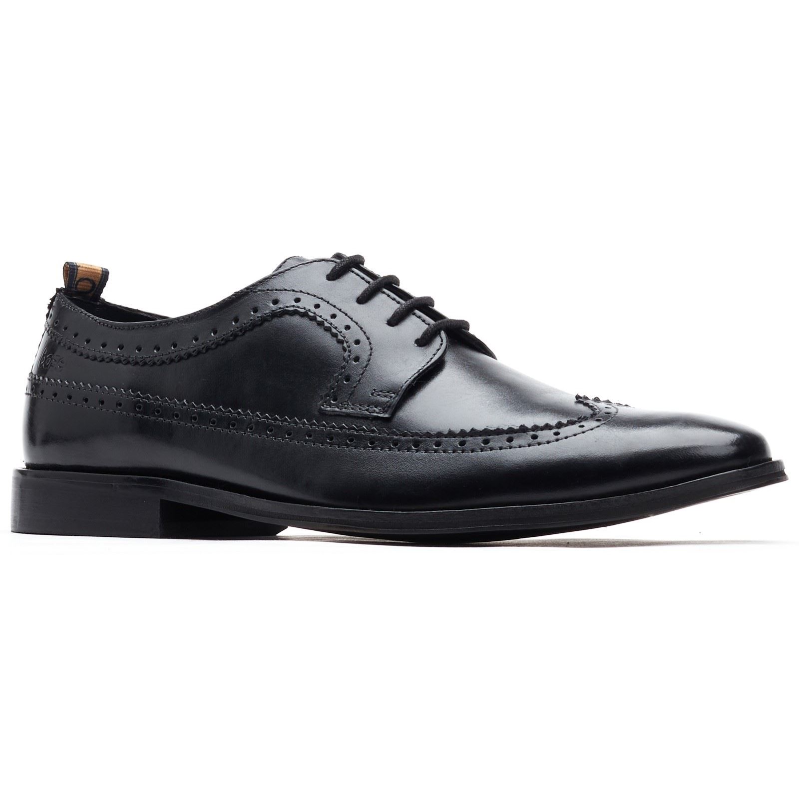 Base London Havisham Leder Herren Schwarz Brogues Schuhe