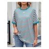 Gestreiftes T-Shirt mit Rundhalsausschnitt und halben Armeln