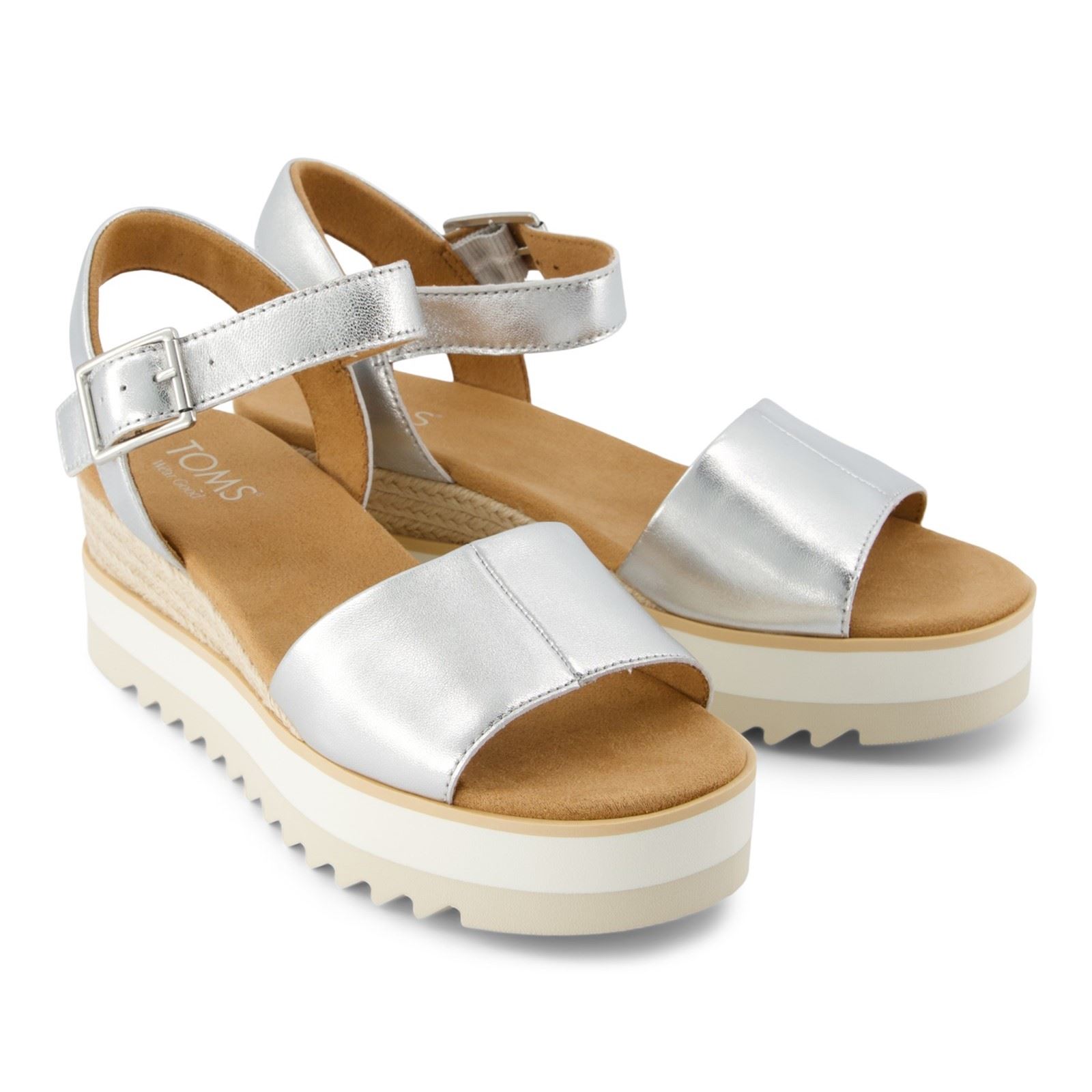 TOMS Diana Leder Damen Silber Wedges