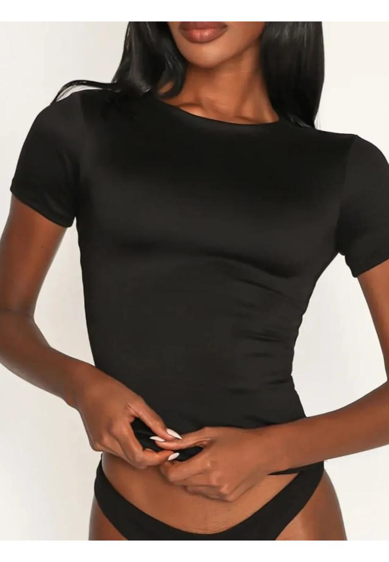 Damen Rundhalsausschnitt Kurzarm Badeoberteil Image