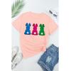 Rosa Osterhase Chenille Patches Grafik T-Shirt