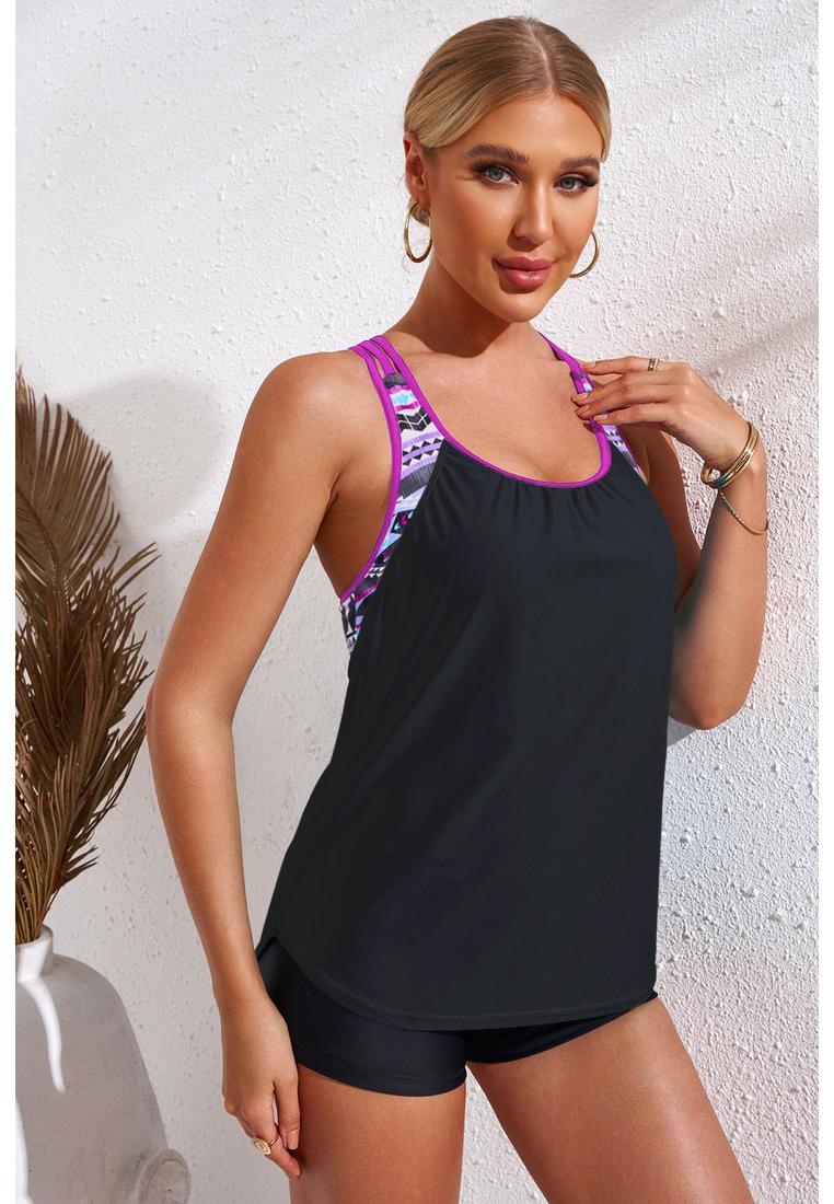 Damen Chevron-Streifen Racerback Badeoberteil Image