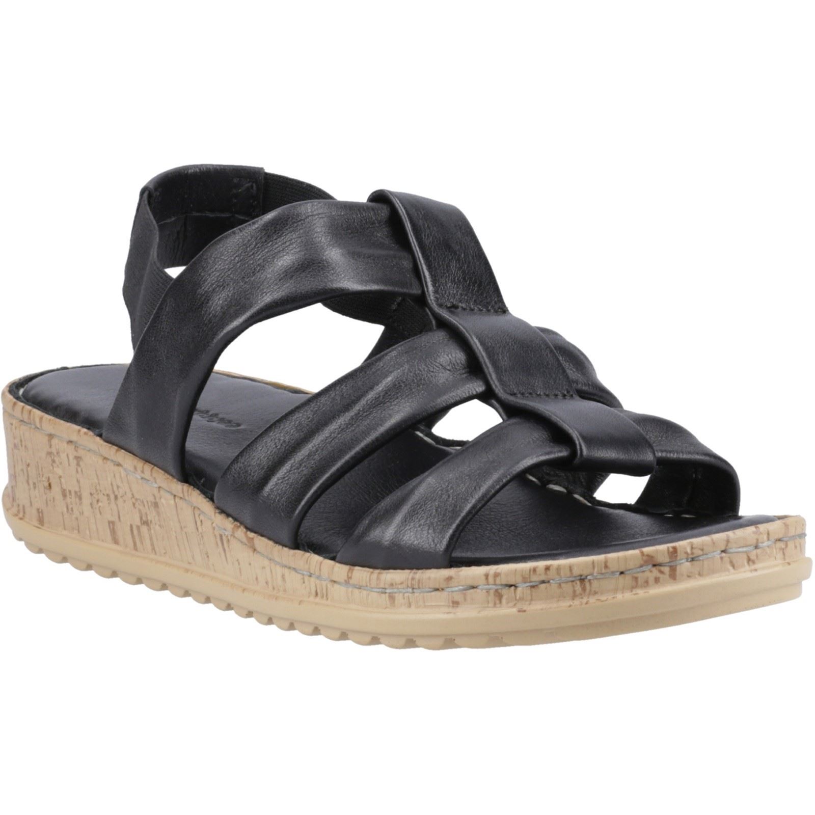 Hush Puppies Eden Weite Passform Leder Damen Schwarze Sandalen