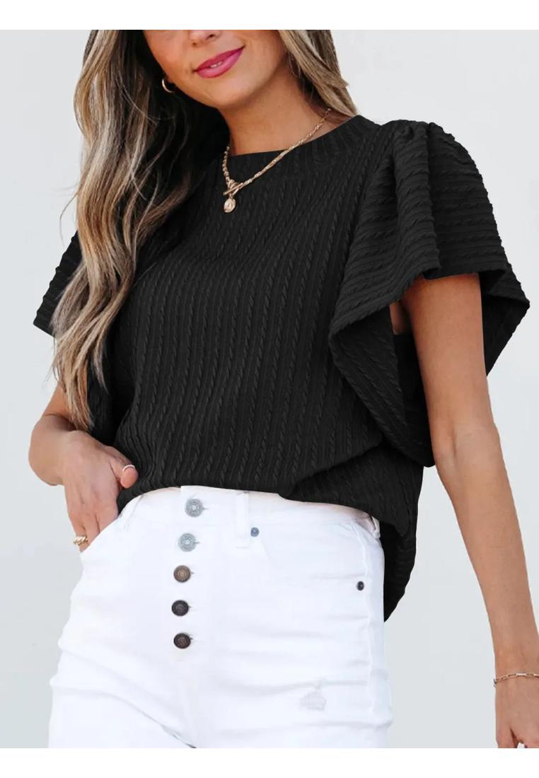 Damen Rundhals-Top mit Rüschensägen Image