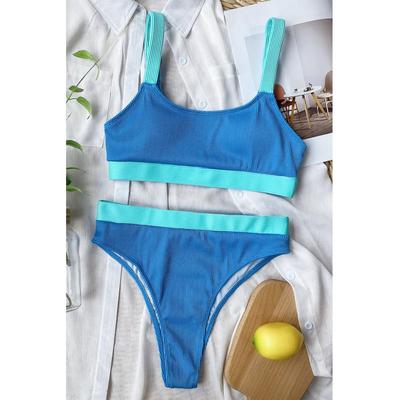 Damen Color Block Scoop Neck Bikini-Set Image