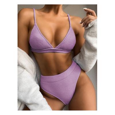 Damen Bikini-Set mit Spaghettiträgern und Rippstruktur Image