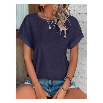 Damen Kurzarmshirt mit Rundhalsausschnitt und Ösen Image