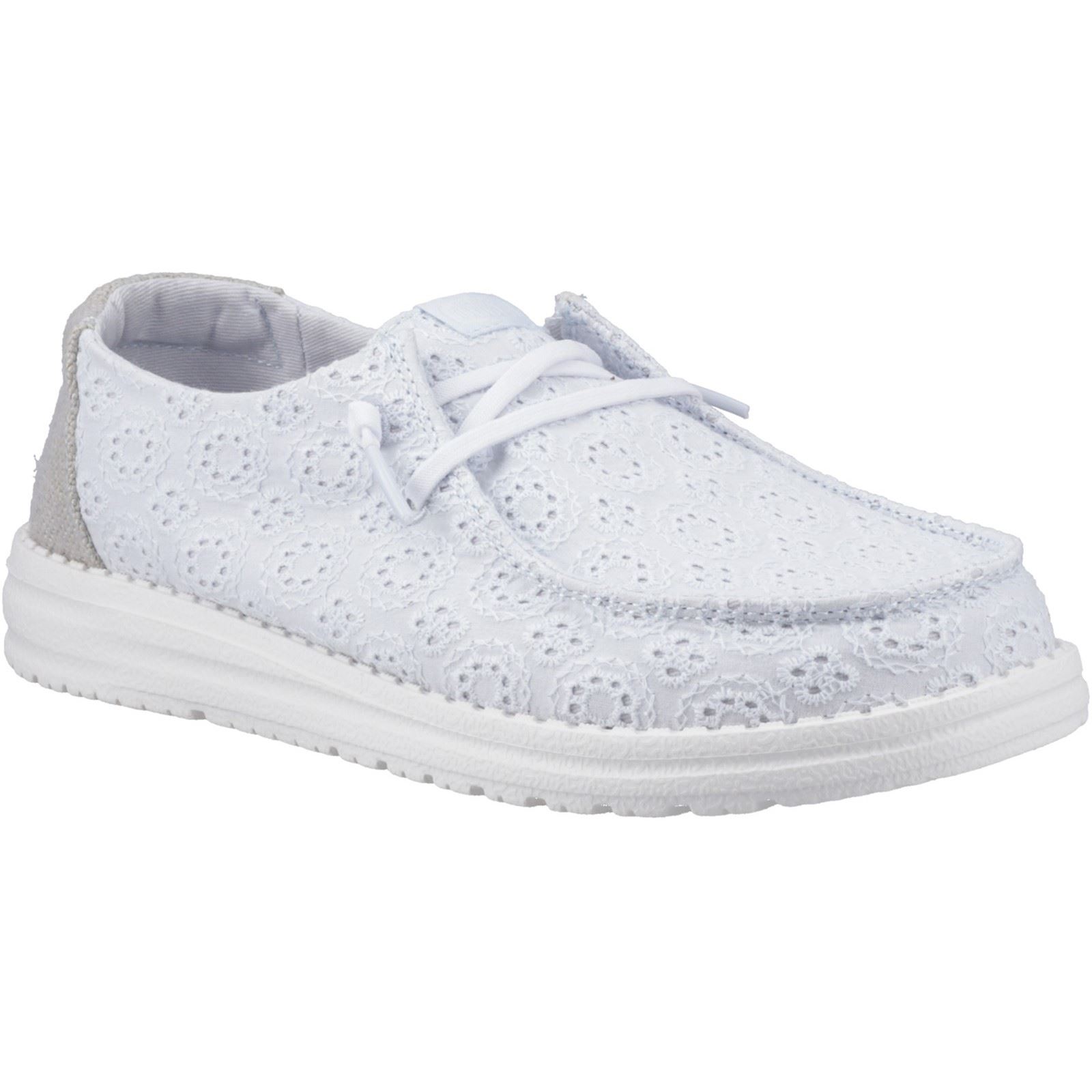 HEYDUDE Wendy Ösen Schnürung Baumwollmischung Damen Antikes Blau Mokassin Schuhe