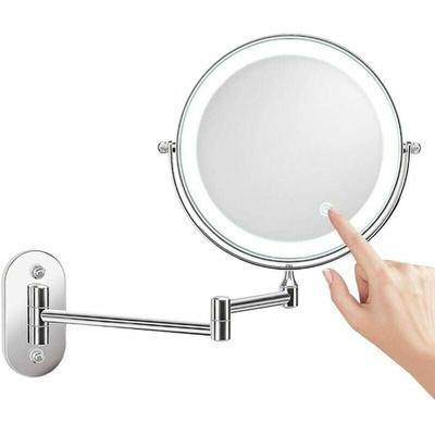 Mumu - 8-Zoll-LED-Schminkspiegel, Wandmontage, beleuchteter Vergrößerungsspiegel, 1-fache/10-fache Image