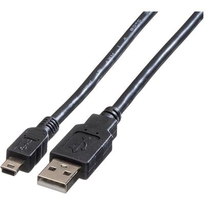 Roline USB-Kabel usb 2.0 usb-a Stecker, USB-Mini-A Stecker 1.80 m Schwarz Geschirmt 11.02.8719 Image