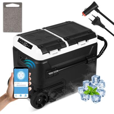 Swanew Kompressor Kühlbox 50 Liter mit Rollen, Elektrische Gefrierbox mit APP-Steuerung zum Kühlen,