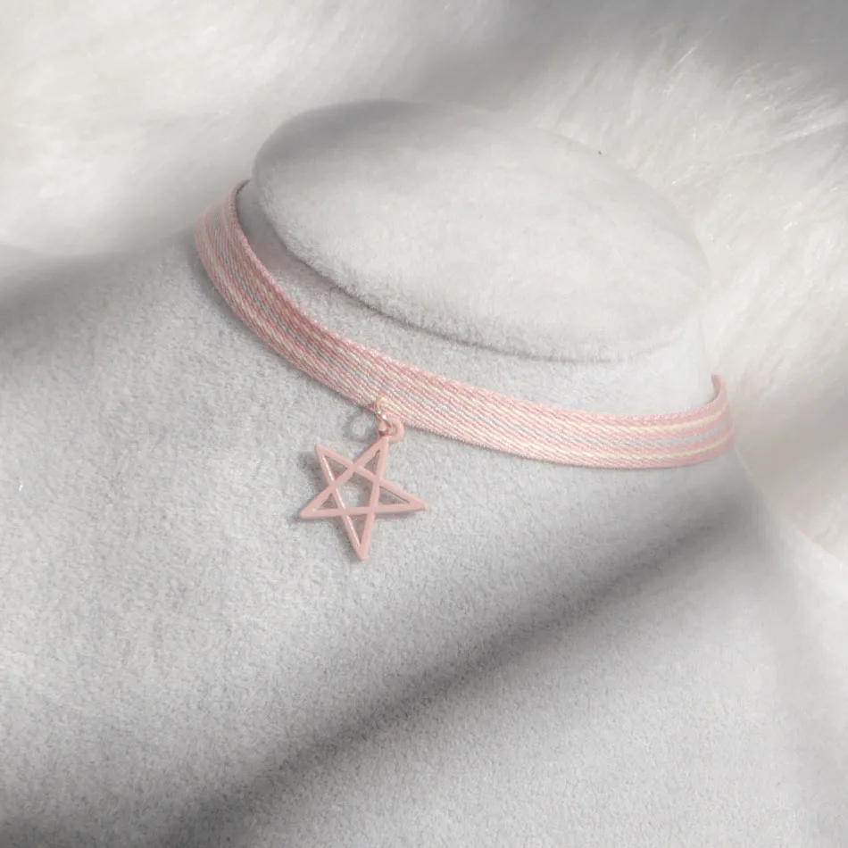Collier ras du cou sexy étoile rose pour femme, pendentif pentagone tendance, bijoux de clavicule, accessoires pour femme, cadeau pour fille