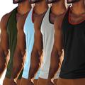Canotta da uomo in 4 pezzi, canottiera senza maniche, senza maniche, scollo a U, scollo tondo, estivo, tinta unita, tinta unita, alla moda, sportivo, classico, tinta unita, strada, casual, sportivo,