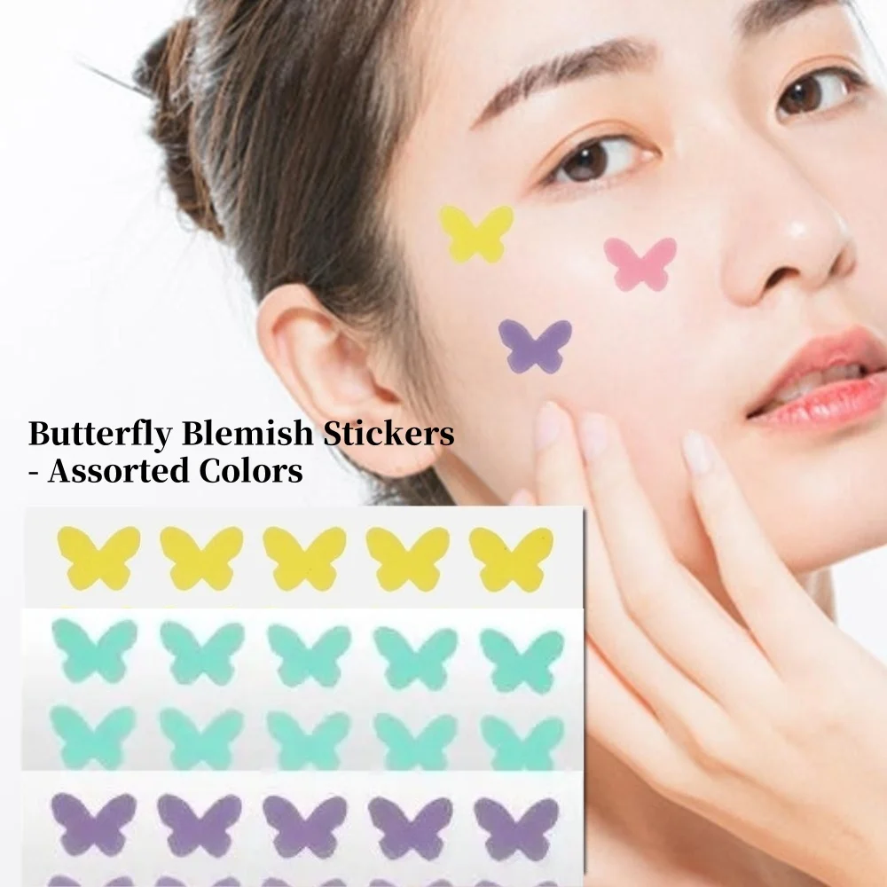 120-Zählungen, niedliche bunte Schmetterlings-Pickel-Patches, Akne-Behandlung, Aufkleber, unsichtbare Akne-Abdeckung, Gesicht, Flecken, Pickel-Patch, Hautpflege Image