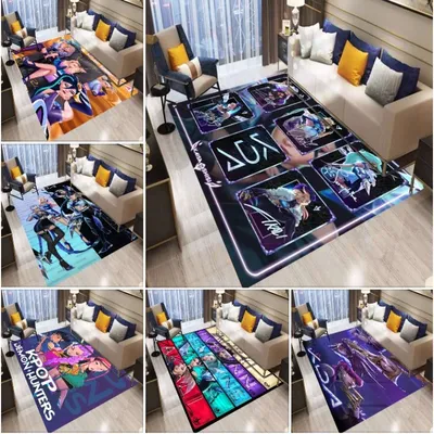 K-pop Demon Hunters Area Rugs Living Room Living Room Bedroom Geometric Style Rugs for Room Dorm Room Anime Carpets Home Decor