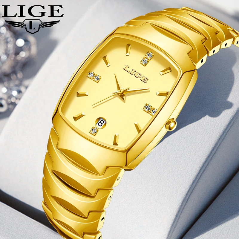 2023 neue Gold Uhr Frauen LIGE Top Marke Luxus Wasserdichte Uhren Für Frauen Mode Kreative Stahl frauen Quarz Armbanduhr Image
