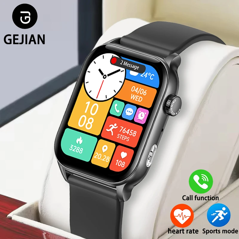 Neue GEJIAN Smartwatch unterstützt AI Voice Assistant 5.2 Bluetooth-Anruffunktion, 340 mAh Kapazität, Herzfrequenzüberwachung, Smartwatch Image