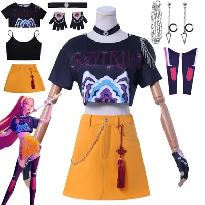 K-Pop Mira Rumi Zoey Demon Hunters Cosplay Kostüm Perücke für Frauen Kleidung Mädchen Gruppe Idol Roleplay Outfit Halloween Karneval Anzug Image